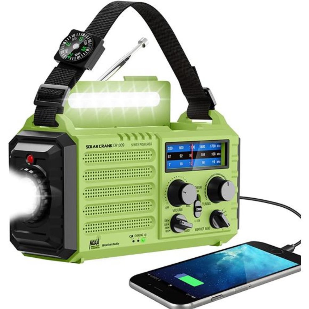 Weather Radio, Emergency Hand Crank Radio with Solar Charger, Portable Battery